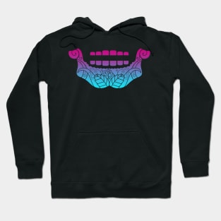 Wide Sugar Skull Jaw Print Vaporwave Hoodie